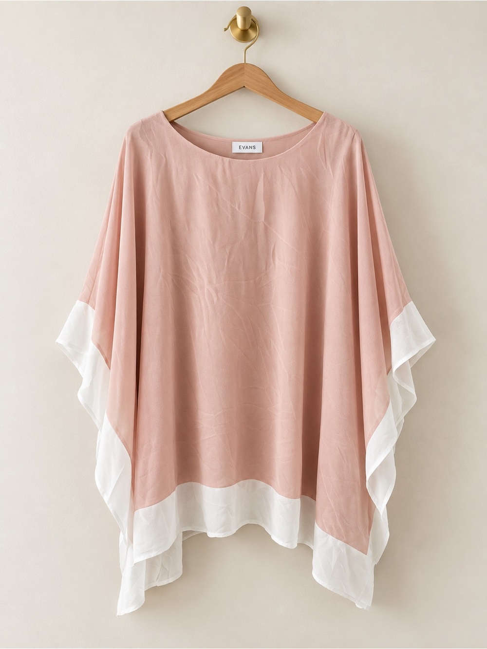 Evans Pink & White Colorblock Poncho Blouse Plus Size US 18/20